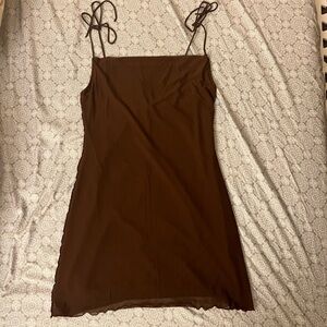 Bershka brown spaghetti dress; size L